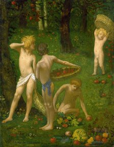 Children in an Orchard / Autumn, 1871. Creator: Pierre Puvis de Chavannes.