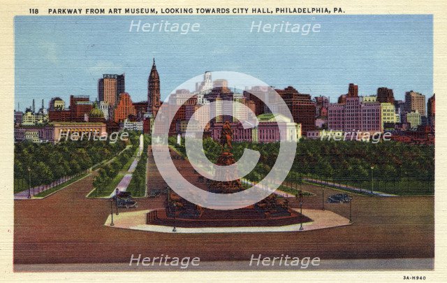Parkway from the Art Museum, Philadelphia, Pennsylvania, USA, 1933. Artist: Unknown