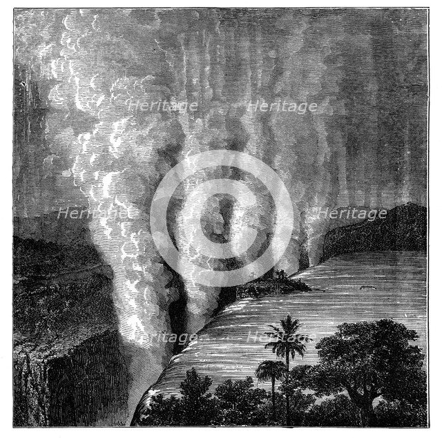 Victoria Falls on the Zambezi River, Africa, c1890. Artist: Unknown