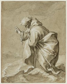 Saintly Hermit, Walking on Water, c1612. Creator: Abraham Bloemaert.
