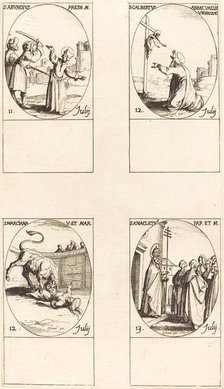 St. Abundius; St. Galbertus; St. Marciana; St. Anacletus. Creator: Jacques Callot.