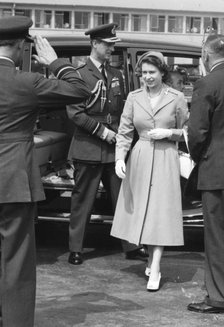 The Queen and Prince Philip arrive at London Airport to fly to Ulster, 1953. Artist: Unknown