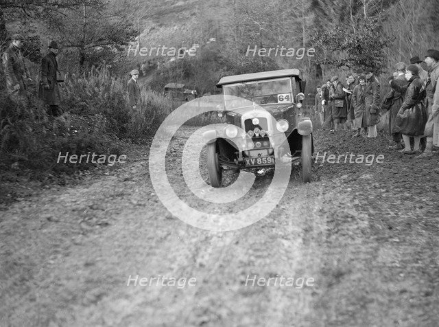 1928 Austin 12/4 4-seater tourer taking part in the Inter-Varsity Trial, 1930. Artist: Bill Brunell.