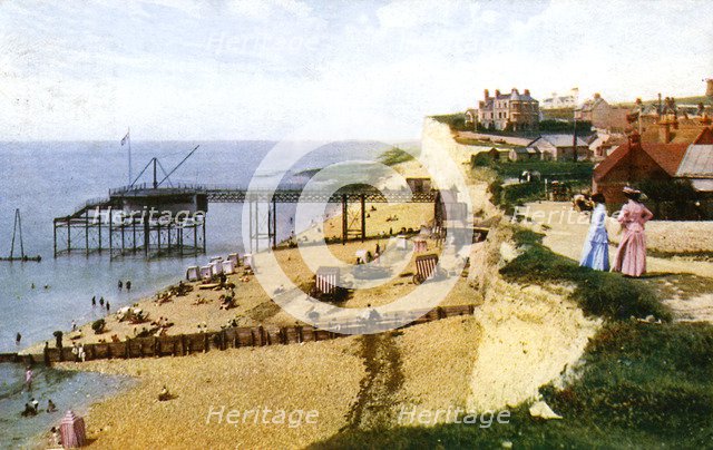 Rottingdean beach, East Sussex, looking west, c1900s-1920s. Artist: Unknown