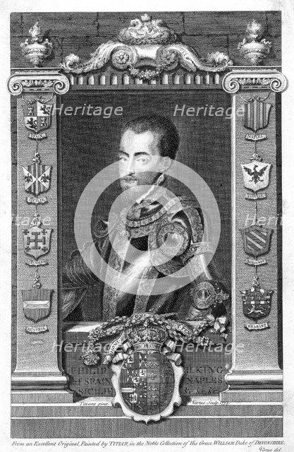 Philip II, King of Spain, 16th century, (1735). Artist: George Vertue