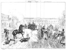 Assassination of Alexander II.: sketch showing exactly how the Emperor was attacked, 1881.  Creator: Unknown.