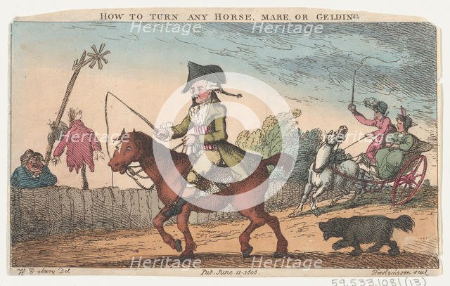 How to Turn Any Horse, Mare, or Gelding, June 11, 1808., June 11, 1808. Creator: Thomas Rowlandson.