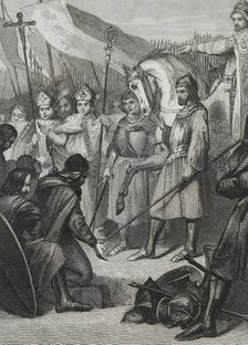 Portrait of Mauregatus of Asturias, the Usurper (?-788), King of Asturias from 783 to 788, 1853.  Creators: Unknown, Antonio Roca Sallent.