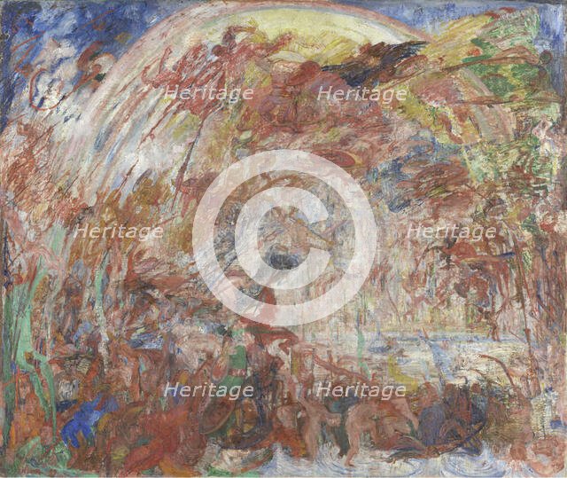 The Striking Down of the Rebel Angels and the Dragon with Seven Heads, or The Fall of the..., 1889. Creator: James Ensor.