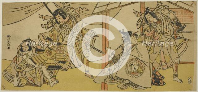 Right-Hand Page: The Actors Bando Hikosaburo III as Soga no Goro (right), and Segawa..., c. 1780. Creator: Katsukawa Shunko.
