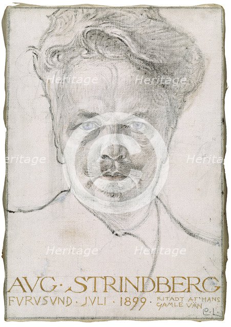 August Strindberg, 1899. Artist: Larsson, Carl (1853-1919)