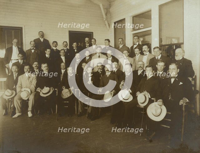 Russian & Japanese delegates and members of the press, 1905. Creator: Perry Enoch Conner.