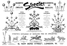 Advertisement for Streeter Goldsmiths and Jewellers, 1895. Creator: Unknown.