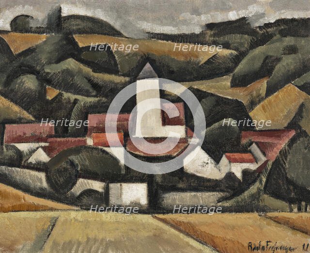 Landscape with a bell tower, 1911. Creator: La Fresnaye, Roger de (1885-1925).