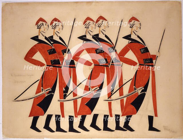 The Streltsy. Costume design for the opera The Life for the Tsar by M. Glinka, 1913. Creator:  Tatlin, Vladimir Evgraphovich (1885-1953).