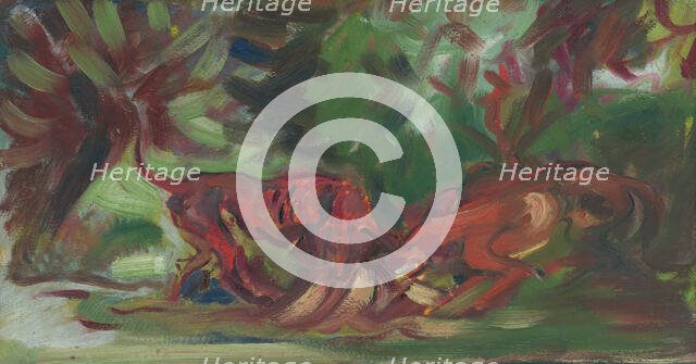 Dogs Fighting, 1940-1944. Creator: Arnold Peter Weisz-Kubincan.