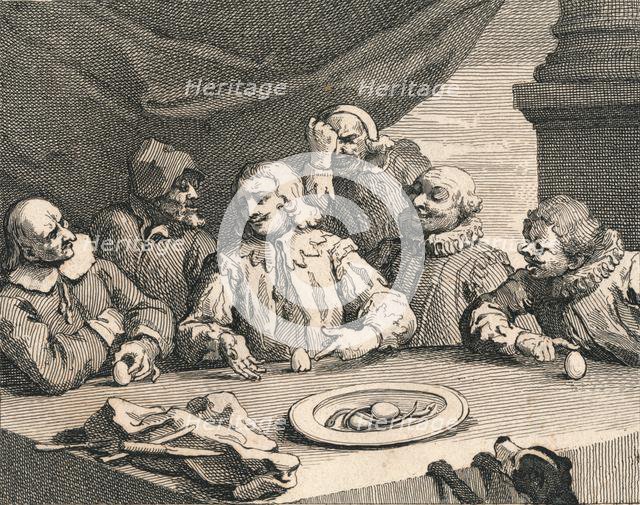 Christopher Columbus cracking the egg, 1753.  Creator: William Hogarth.