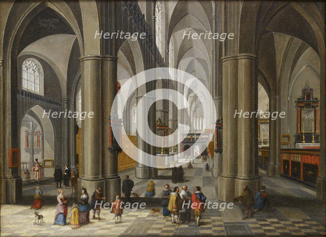 Interior of a Cathedral with Figures, 1640-1660. Artist: Pieter Neefs.