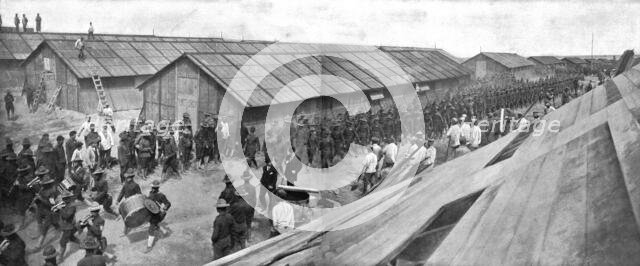 'L'Installation en France de L'Avant-Garde Americaine; Un bataillon du 16th regiment..., 1917. Creator: Unknown.