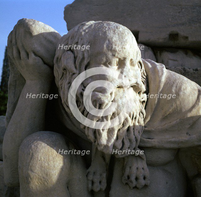 Detail of figure in the theatre of Dionysus, 6th century BC. Artist: Unknown