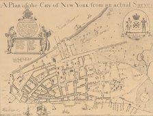 A Plan of the City of New York from an Actual Survey Made by James Lyne, 1728, 1834-1872. Creator: Unknown.