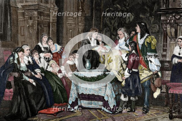 The posthumous baptism, 1884. Creator: M. Michael.