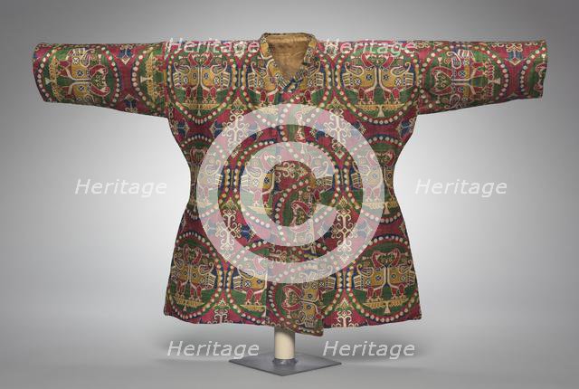 A Child’s Coat with Ducks in Pearl Medallions and a Child's Pants, 700s. Creator: Unknown.