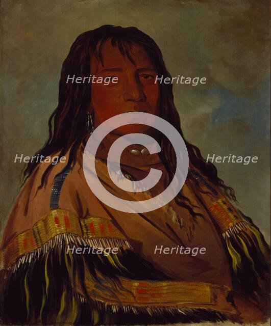 Chá-tee-wah-née-che, No Heart, Chief of the Wah-ne-watch-to-nee-nah Band, 1832. Creator: George Catlin.