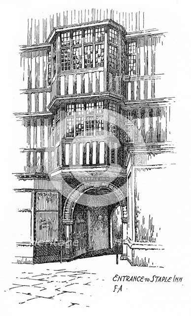 Entrance to Staple Inn, Holborn, London, 1912. Artist: Frederick Adcock