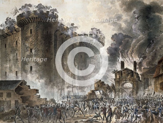 The Storming of the Bastille on 14 July 1789, c. 1789. Artist: Houel, Jean Pierre Laurent (1735-1813)