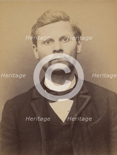 Pivat. Georges, Léopold. 34 ans, né à Vauxcié (Aisne). Tailleur d'habits. Anarchiste. 9/3/94., 1894. Creator: Alphonse Bertillon.