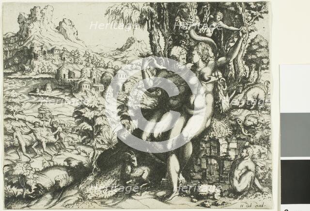 Adam and Eve and the Expulsion from Paradise, 1564. Creator: Cornelis Cort.