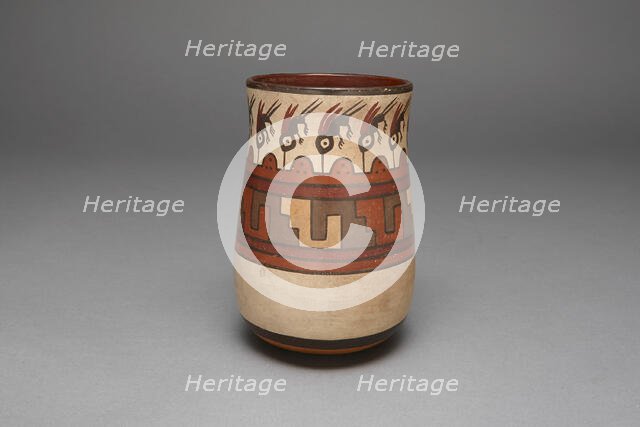 Beaker Depicting Abstract Hummingbirds or Insects, 180 B.C./A.D. 500. Creator: Unknown.