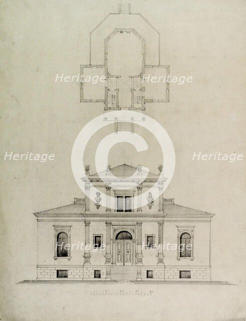 Design Projects, Pavilion Plan and Elevation, c. 1860-1870. Creator: Carl J Furst.