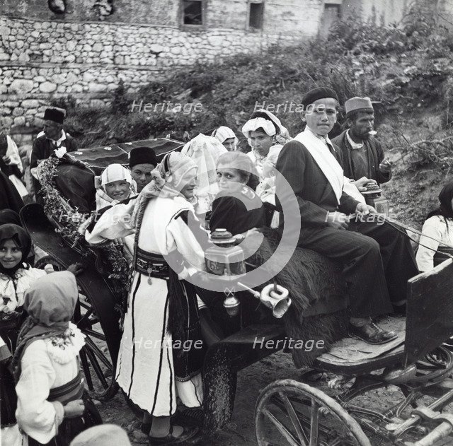 People on their way to Kolo dancing, Sarajevo, Bosnia-Hercegovina, Yugoslavia, 1939. Artist: Unknown
