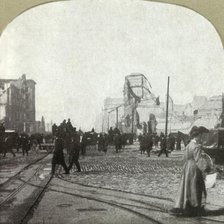 'Market St. from ferry depot - Chronicle and Call buildings in distance', 1906. Creator: Unknown.