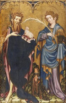 Saint John the Baptist and Saint John the Evangelist with a Donor, 1410. Creator: Joan Mates.