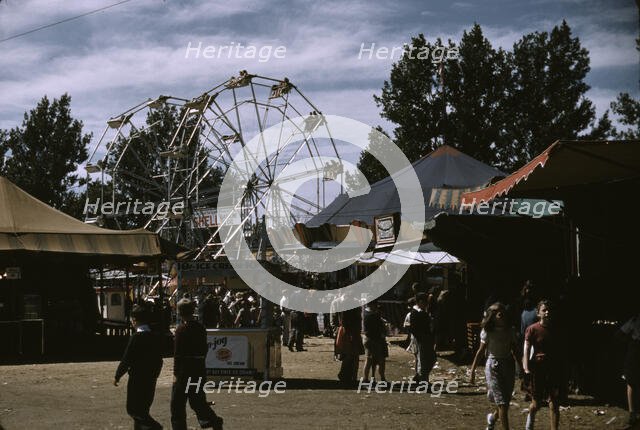 Side shows at the Vermont state fair, Rutland, 1941. Creator: Jack Delano.