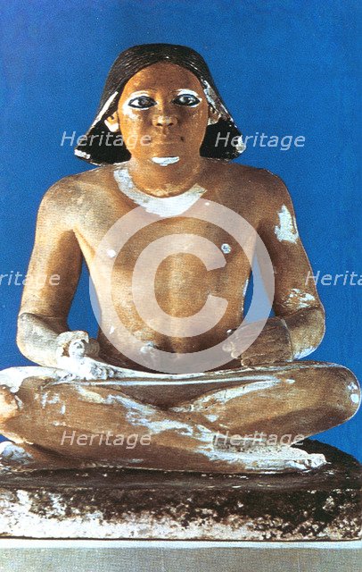 Model of a seated scribe, Ancient Egyptian, 5th Dynasty, 2498-2345 BC. Artist: Unknown