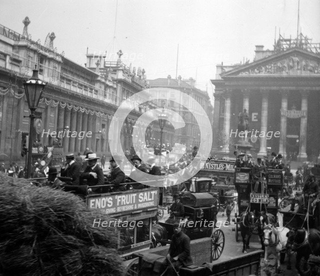 King Edward VII's Coronation Decorations, Threadneedle Street, London, 1901. Artist: Anon