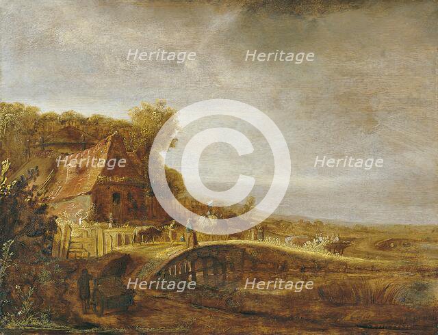 Landscape with a Farm and a Bridge, unknown date. Creator: Govaert Flinck.
