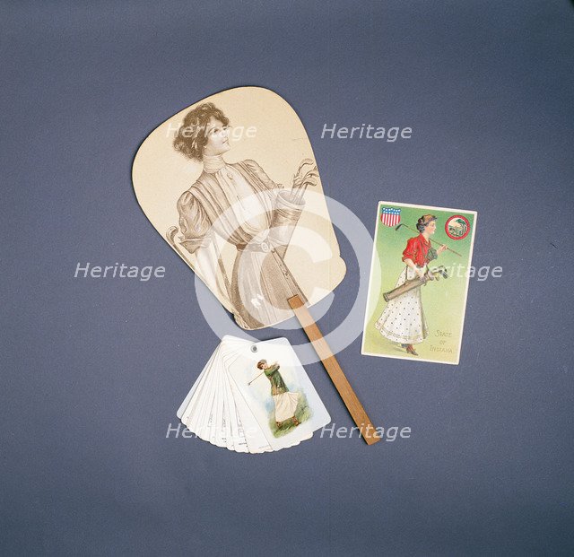Ladies fan, Horlicks advertising scorecard, postcard, c1910. Artist: Unknown