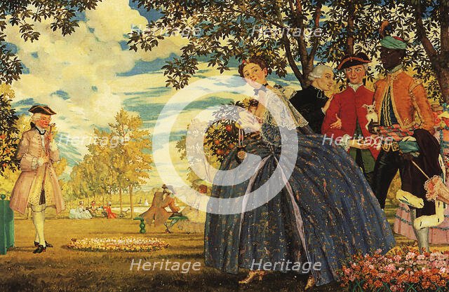 Figures in the Park, 1919. Creator: Somov, Konstantin Andreyevich (1869-1939).