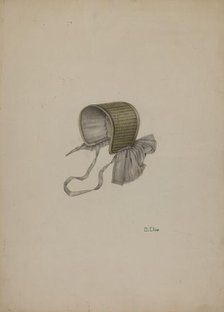 Doll's Straw Bonnet, c. 1939. Creator: Orville Cline.