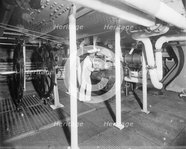 U.S.S. Massachusetts, steam steering gear, between 1896 and 1901. Creator: Unknown.