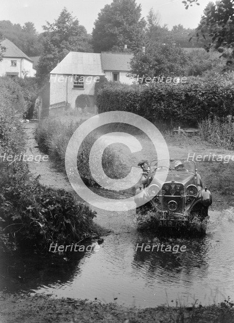 Singer competing in the B&HMC Brighton-Beer Trial, Windout Lane, near Dunsford, Devon, 1934. Artist: Bill Brunell.