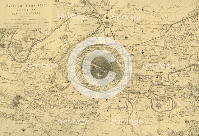 'Paris and its Environs, showing the Fortifications', (c1872).  Creator: R. Walker.
