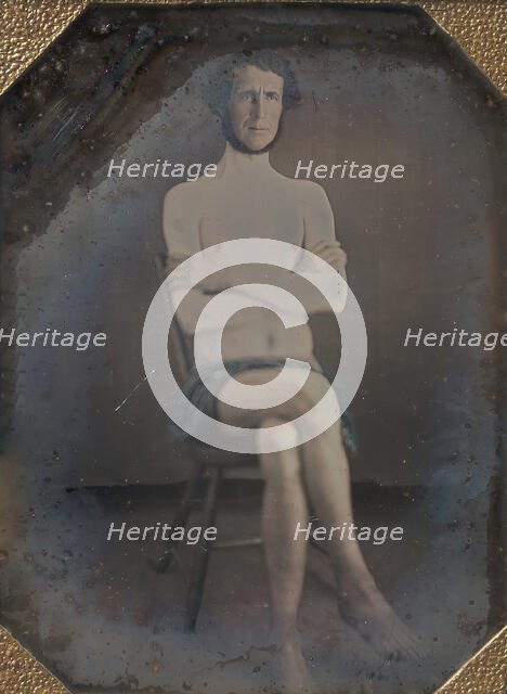 Nude Man Seated with Cloth Draped over Waist, 1840s. Creator: Unknown.