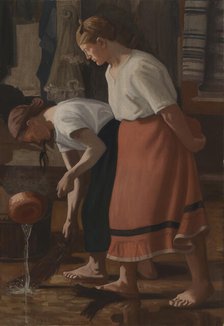 Scrubbing the Floor, 1908. Creator: Juho Rissanen.