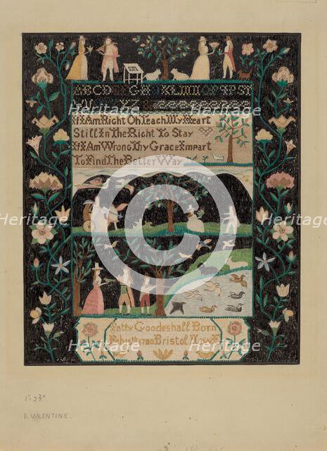 Sampler, 1935/1942. Creator: Elizabeth Valentine.